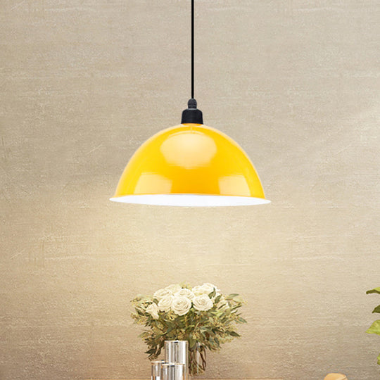 Industrial Style Metal Suspension Lamp With Dome Shade - Black/Gray 1 Bulb Pendant Light For Dining