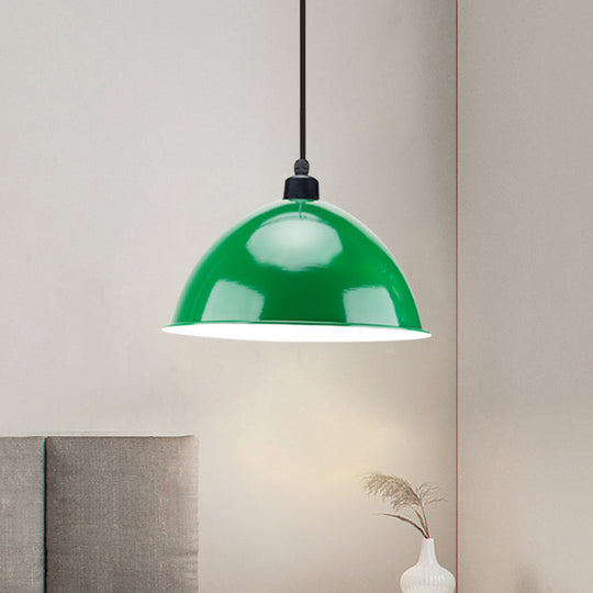 Industrial Style Metal Suspension Lamp With Dome Shade - Black/Gray 1 Bulb Pendant Light For Dining