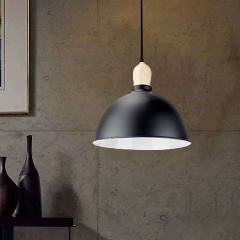 Retro Dome Shade Hanging Light - Metallic Pendant Fixture For Dining Table 1 Head Ceiling Lamp In
