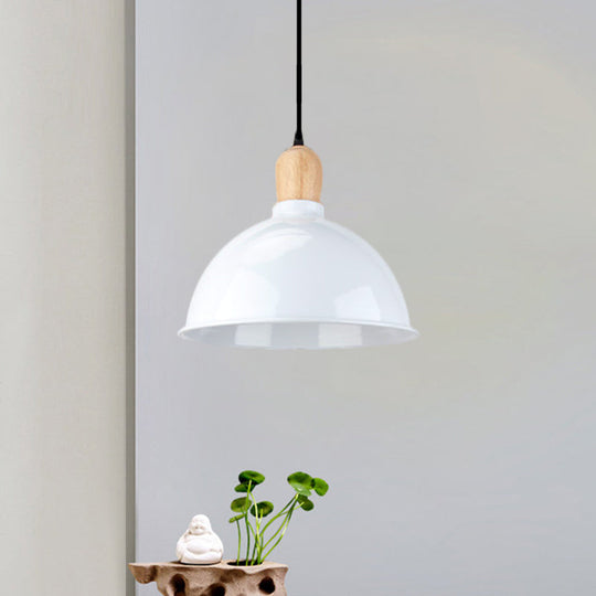 Retro Dome Shade Hanging Light - Metallic Pendant Fixture For Dining Table 1 Head Ceiling Lamp In