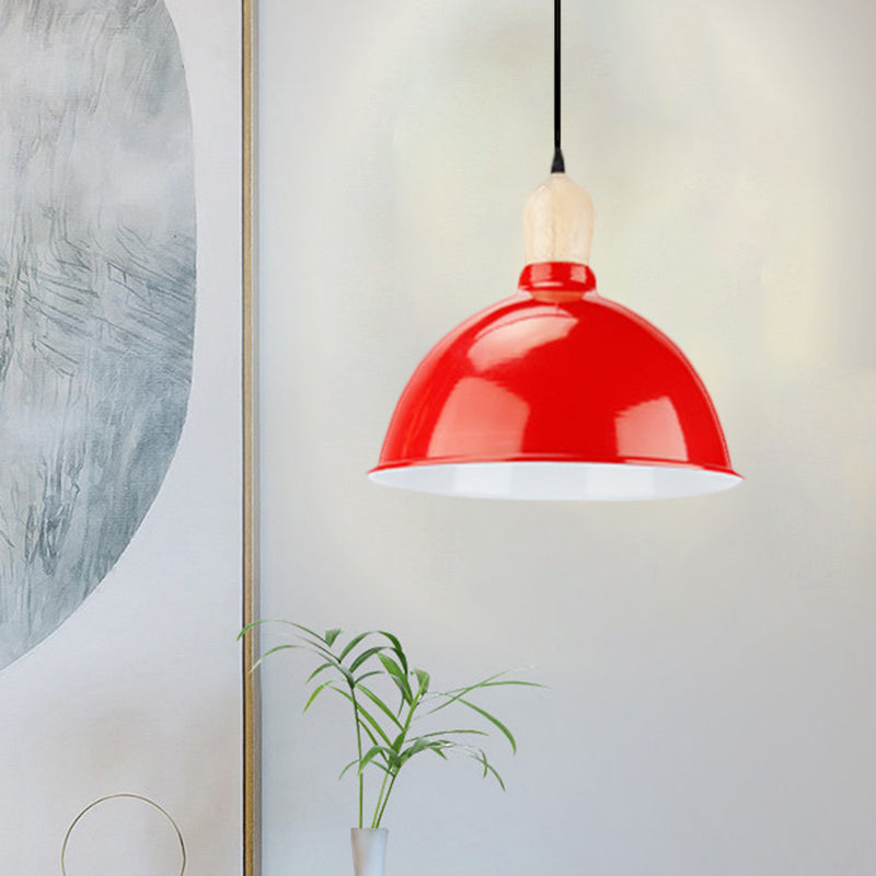 Retro Dome Shade Hanging Light - Metallic Pendant Fixture For Dining Table 1 Head Ceiling Lamp In