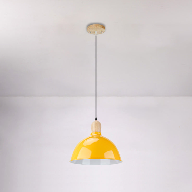 Retro Dome Shade Hanging Light - Metallic Pendant Fixture For Dining Table 1 Head Ceiling Lamp In