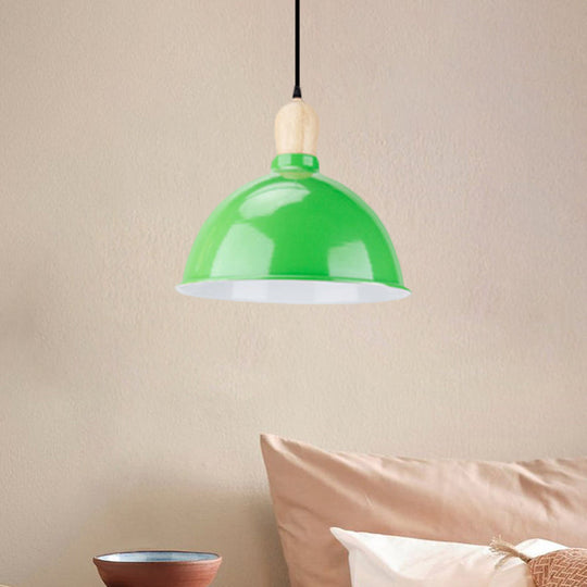 Retro Dome Shade Hanging Light - Metallic Pendant Fixture For Dining Table 1 Head Ceiling Lamp In