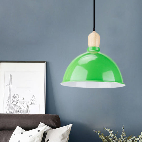 Retro Dome Shade Hanging Light - Metallic Pendant Fixture For Dining Table 1 Head Ceiling Lamp In