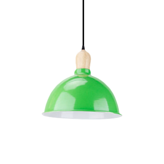 Retro Dome Shade Hanging Light - Metallic Pendant Fixture For Dining Table 1 Head Ceiling Lamp In