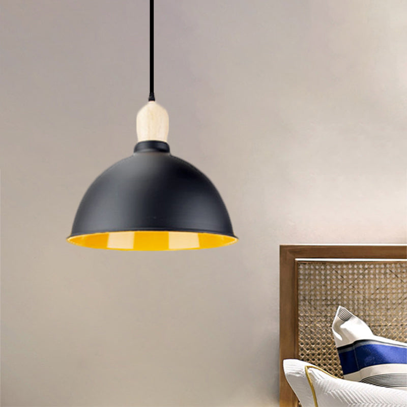 Retro Dome Shade Hanging Light - Metallic Pendant Fixture For Dining Table 1 Head Ceiling Lamp In