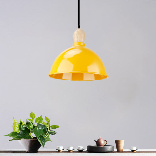 Retro Dome Shade Hanging Light - Metallic Pendant Fixture For Dining Table 1 Head Ceiling Lamp In