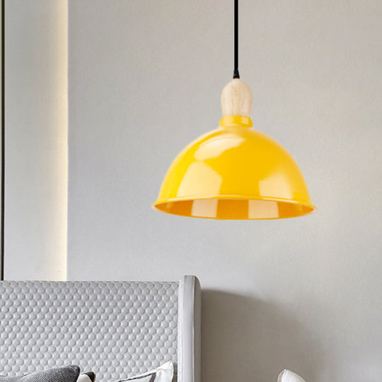 Retro Dome Shade Hanging Light - Metallic Pendant Fixture For Dining Table 1 Head Ceiling Lamp In