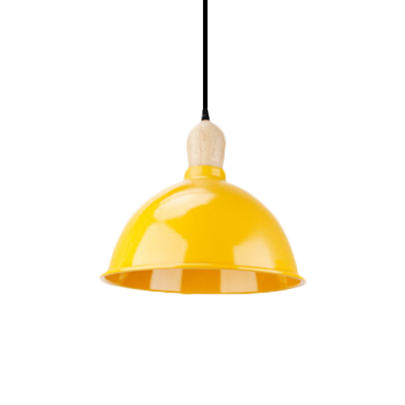 Retro Dome Shade Ceiling Pendant - Metallic Hanging Light with 1 Head for Dining Table, Black/White