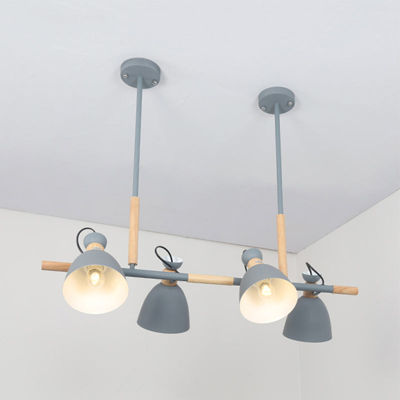 Green/Grey/White Metal Dome Shade Island Chandelier - Nordic Style Pendant Lamp With 4 Heads