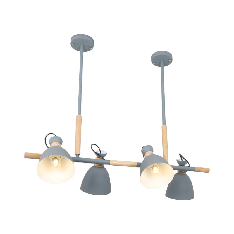 Green/Grey/White Metal Dome Shade Island Chandelier - Nordic Style Pendant Lamp With 4 Heads