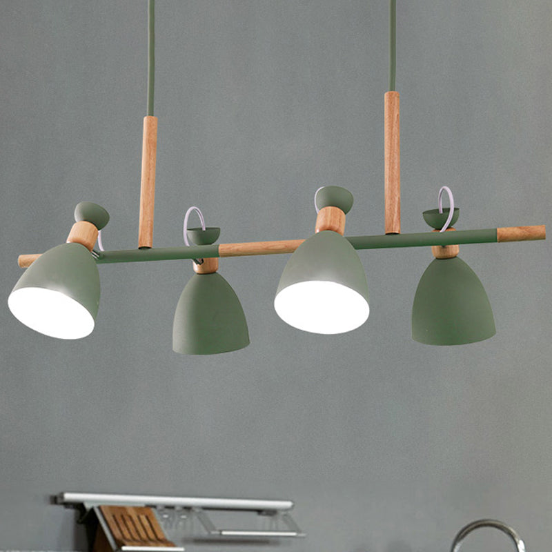 Green/Grey/White Metal Dome Shade Island Chandelier - Nordic Style Pendant Lamp With 4 Heads