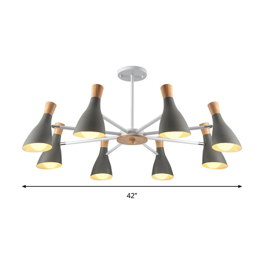 Macron Modern Metal Chandelier - Undertint Suspension Light 8 Bulbs Perfect For Hotel Spaces