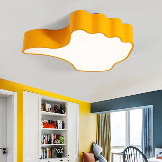 Modern Yellow Thumbs-Up Acrylic Flush Ceiling Light for Child's Bedroom