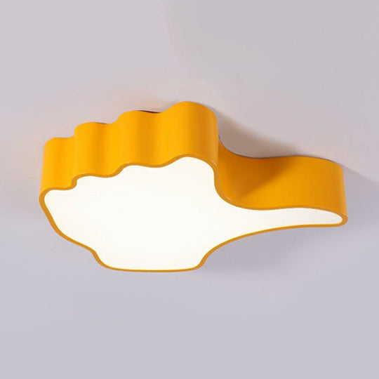 Modern Yellow Thumbs-Up Acrylic Flush Ceiling Light for Child's Bedroom