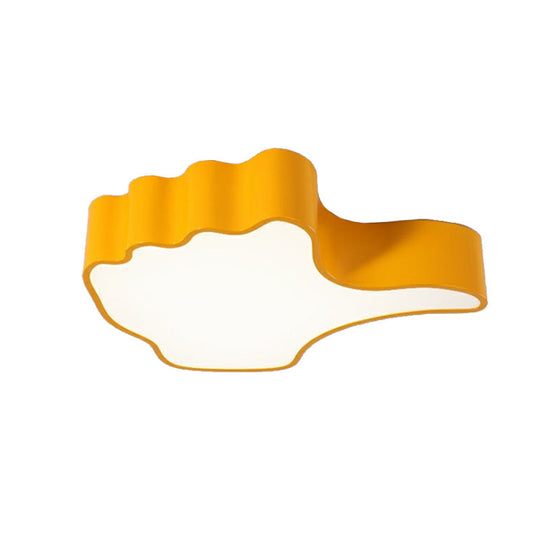 Modern Yellow Thumbs-Up Acrylic Flush Ceiling Light for Child's Bedroom