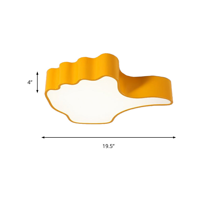 Modern Yellow Thumbs-Up Acrylic Flush Ceiling Light for Child's Bedroom