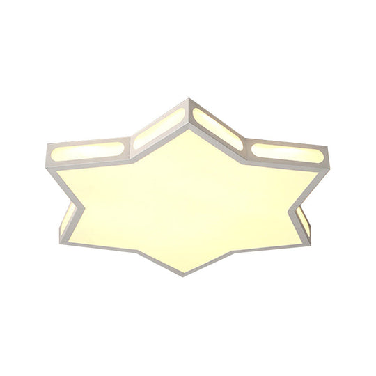 Modern White Hexagonal Star Flush Mount Ceiling Light for Living Room - Acrylic