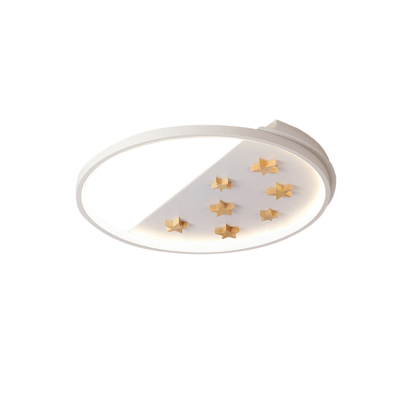 White Metal Ring Ceiling Light with Star Design for Romantic Living Room