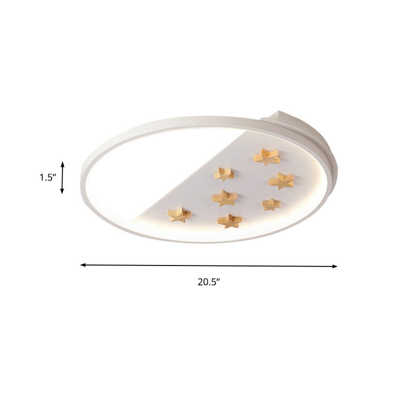 White Metal Ring Ceiling Light with Star Design for Romantic Living Room