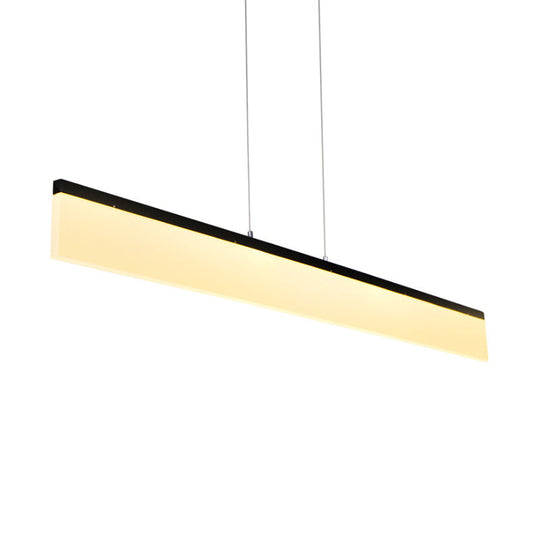Modern LED Pendant Light for Office with Acrylic Shade - Black/Gold Ceiling Lamp, Warm/White/Natural Light - 39"/47" Wide