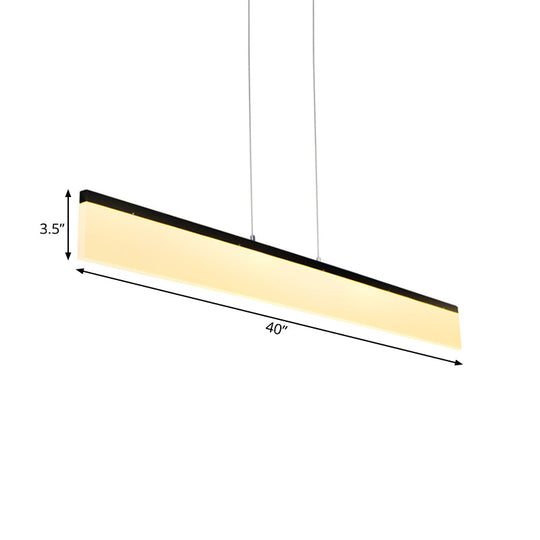 Modern LED Pendant Light for Office with Acrylic Shade - Black/Gold Ceiling Lamp, Warm/White/Natural Light - 39"/47" Wide