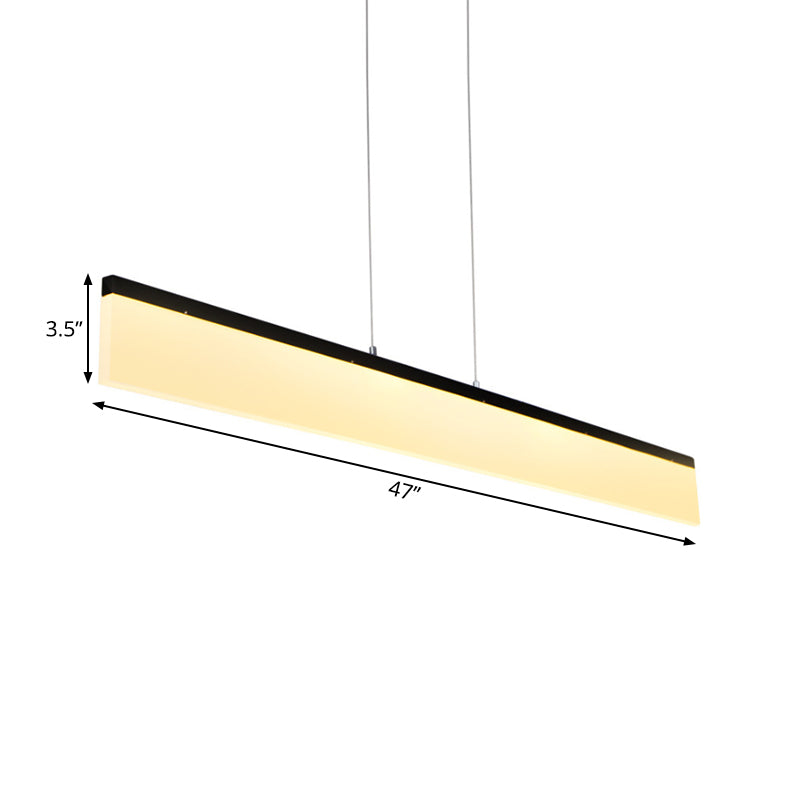 Modern LED Pendant Light for Office with Acrylic Shade - Black/Gold Ceiling Lamp, Warm/White/Natural Light - 39"/47" Wide