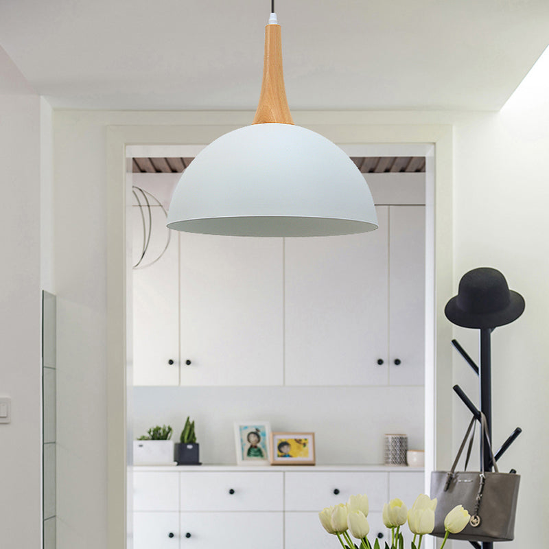 Modern Metal Hanging Lamp: Stylish 1-Light Dome in Black/White - Perfect for Meeting Rooms and Markets