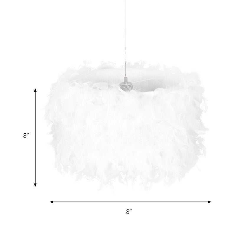 Feather Drum Pendant Light: White Romantic & Adult Bedroom Décor+