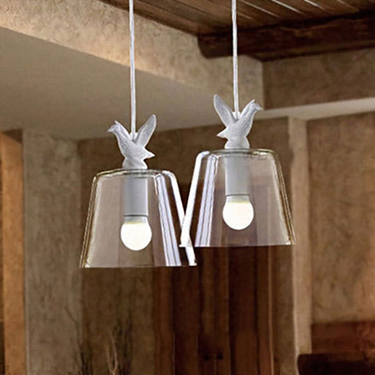 Modern White Glass Bird Restaurant Pendant Light