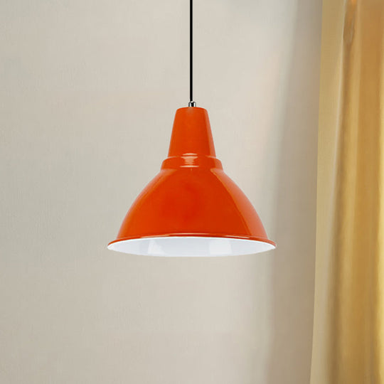 Industrial Dome Shade Metal Ceiling Fixture: Stylish Hanging Light In Red/Yellow - Perfect For