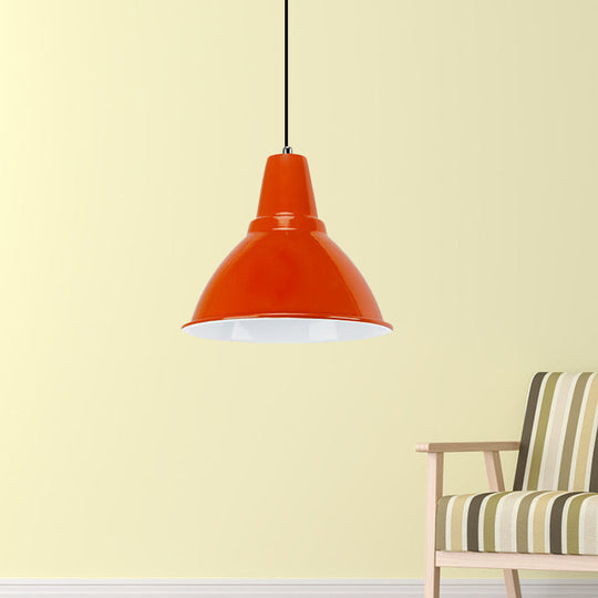 Industrial Metal Ceiling Fixture - Stylish Dome Shade Hanging Light in Red/Yellow