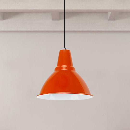 Industrial Dome Shade Metal Ceiling Fixture: Stylish Hanging Light In Red/Yellow - Perfect For