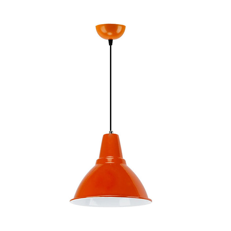 Industrial Dome Shade Metal Ceiling Fixture: Stylish Hanging Light In Red/Yellow - Perfect For