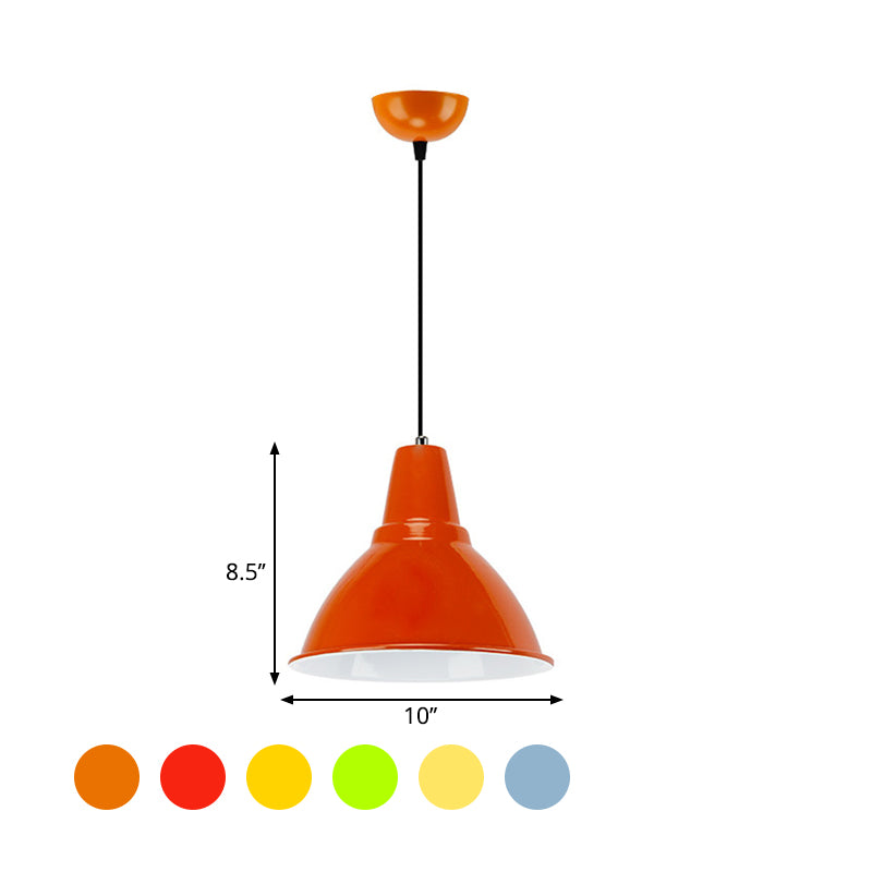 Industrial Metal Ceiling Fixture - Stylish Dome Shade Hanging Light in Red/Yellow