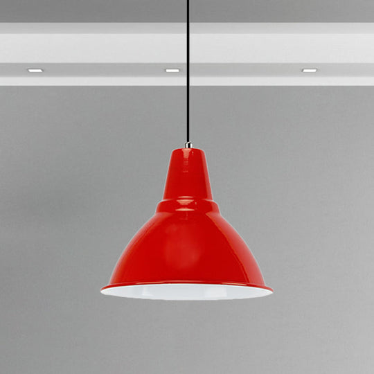 Industrial Metal Ceiling Fixture - Stylish Dome Shade Hanging Light in Red/Yellow