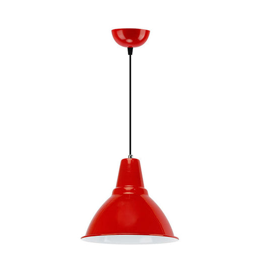 Industrial Dome Shade Metal Ceiling Fixture: Stylish Hanging Light In Red/Yellow - Perfect For