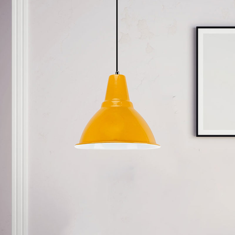 Industrial Metal Ceiling Fixture - Stylish Dome Shade Hanging Light in Red/Yellow