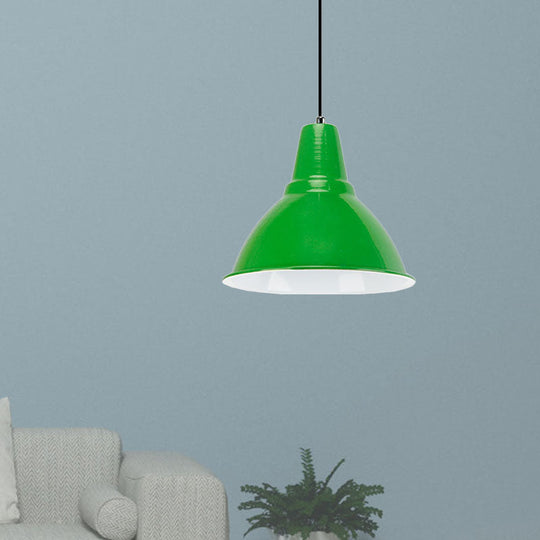 Industrial Metal Ceiling Fixture - Stylish Dome Shade Hanging Light in Red/Yellow