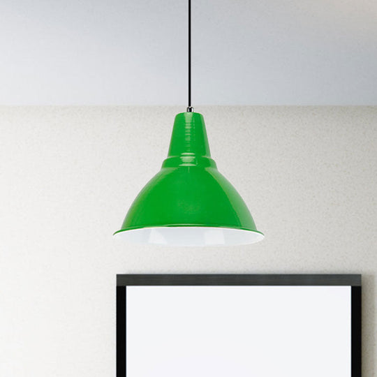 Industrial Metal Ceiling Fixture - Stylish Dome Shade Hanging Light in Red/Yellow