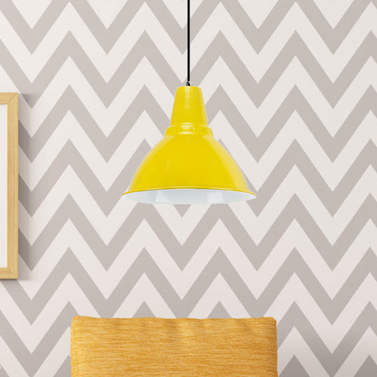 Industrial Metal Ceiling Fixture - Stylish Dome Shade Hanging Light in Red/Yellow