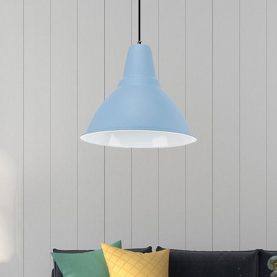 Industrial Metal Ceiling Fixture - Stylish Dome Shade Hanging Light in Red/Yellow