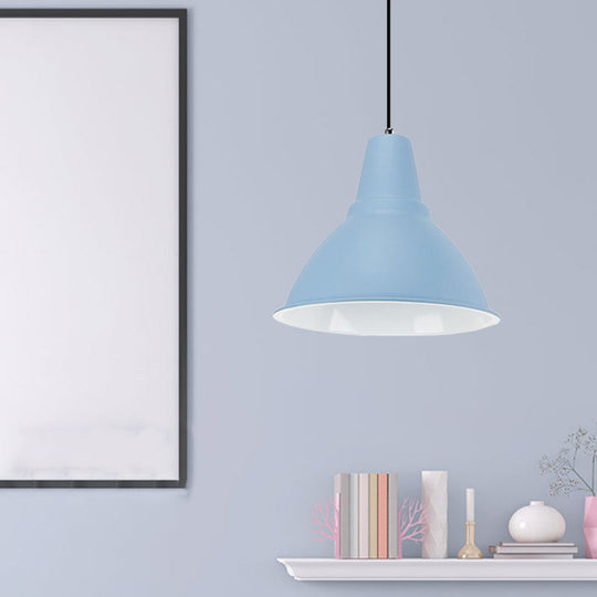 Industrial Dome Shade Metal Ceiling Fixture: Stylish Hanging Light In Red/Yellow - Perfect For