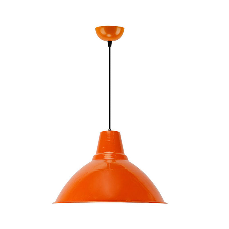 Industrial Metal Pendant Lamp - Bowl Shade Coffee Shop Ceiling Light (1-Light Red/Yellow)