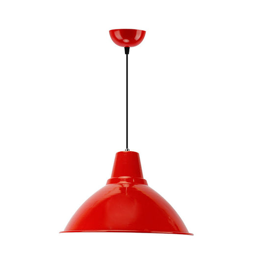Industrial Metal Pendant Lamp - Bowl Shade Coffee Shop Ceiling Light (1-Light Red/Yellow)