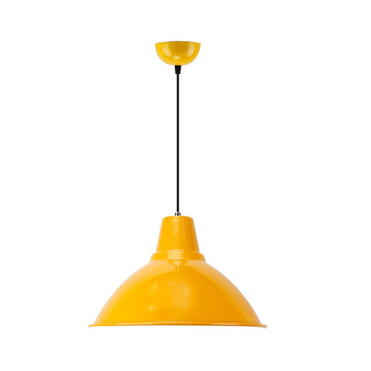 Industrial Metal Coffee Shop Ceiling Lamp - Bowl Shade Pendant Light (1 Light, Red/Yellow)