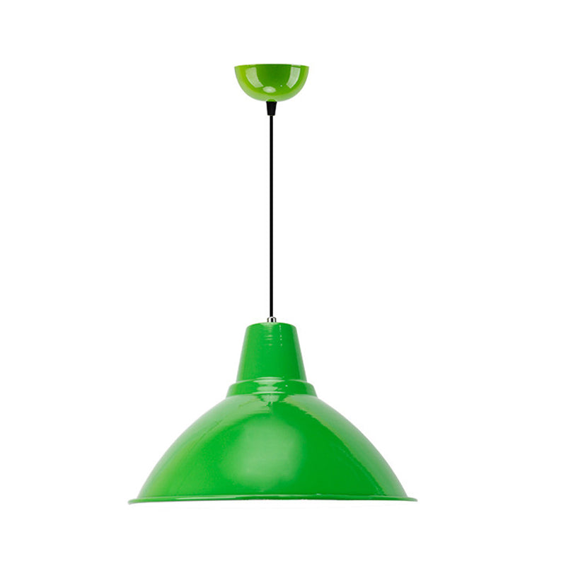 Industrial Metal Pendant Lamp - Bowl Shade Coffee Shop Ceiling Light (1-Light Red/Yellow)