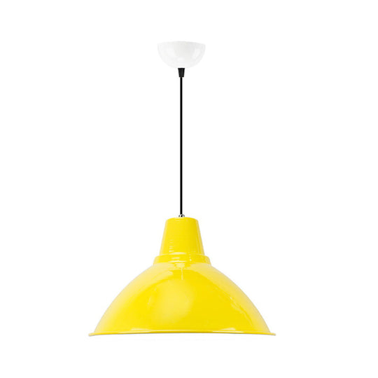Industrial Metal Coffee Shop Ceiling Lamp - Bowl Shade Pendant Light (1 Light, Red/Yellow)