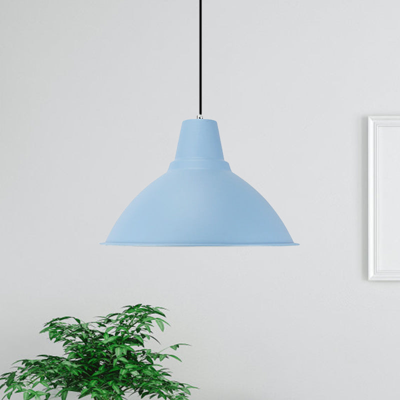 Industrial Metal Pendant Lamp - Bowl Shade Coffee Shop Ceiling Light (1-Light Red/Yellow) Blue