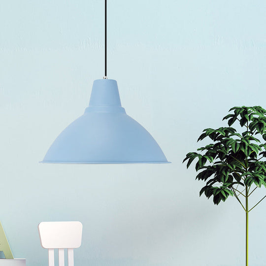 Industrial Metal Pendant Lamp - Bowl Shade Coffee Shop Ceiling Light (1-Light Red/Yellow)